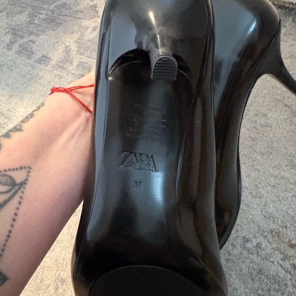 Zara Black Patent Sock Heels - Picture 4 of 5